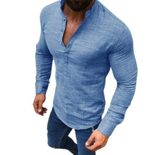 Load image into Gallery viewer, Polo Shirt streetwear Casual Long Sleeve V Neck Solid Color